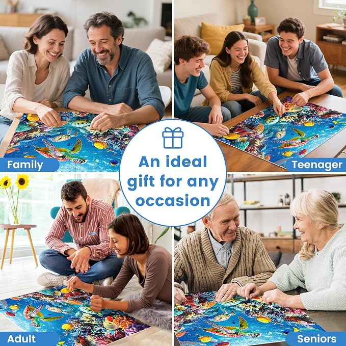 500 Piece Puzzle for Adults, Turtle Sea Animals Jigsaw Puzzles 500 Pieces | Birthday and Various Holiday Party for Family Adult, Funny Puzzle for Adults, 20.5x15 in