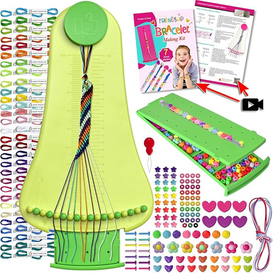 Friendship Bracelet Making Kit toys ,ages for 8 9 10 11 12 Year Old Girls, Kids Travel Activity Set,diy kit,Arts and Crafts Bracelets String Maker Kit ,Christmas Birthday Gifts (Lemon yellow-green)