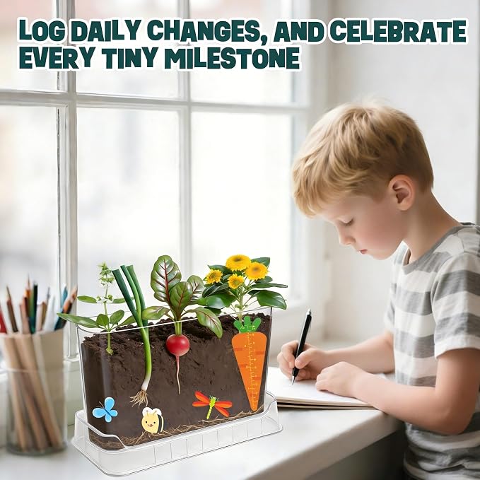 Root Viewer Kit for Kids - Science STEM Toys with Fun Stickers & Storybook, Craft Planting Kits for Ages 4-12, Birthday Gifts for Girls & Boys 4 5 6 7 8 9 10 Year Old(A Size)