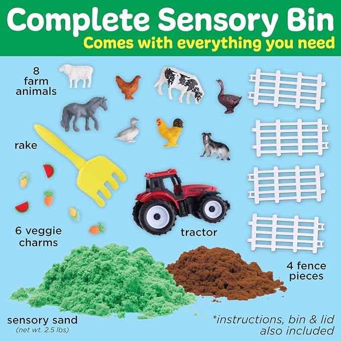 Creativity for Kids Sensory Bin: Farm | Calming, Screen-Free Play with Sand, Animals & Tools | Summer Activities for Toddlers | Back to School Fun (Ages 3+)