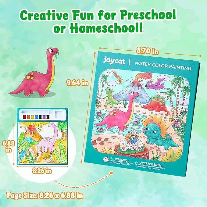 JoyCat Paint with Water Coloring Books for Toddlers (Dinosaurs) | Watercolor Painting Set for Kids Ages 3-5 & 4-8, Arts & Crafts Drawing Activity Travel Toy, Birthday Gifts for Boys & Girls