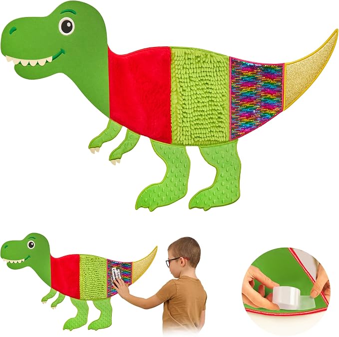Sensory Wall Panel for Kids | Touch, Feel & Learn | Dinosaur Sensory Room Toys | Activity Play Panels | Wall Busy Board | Calm Down Corner Equipment | Flip Sequin Fabric | Autism, ADHD, Anxiety