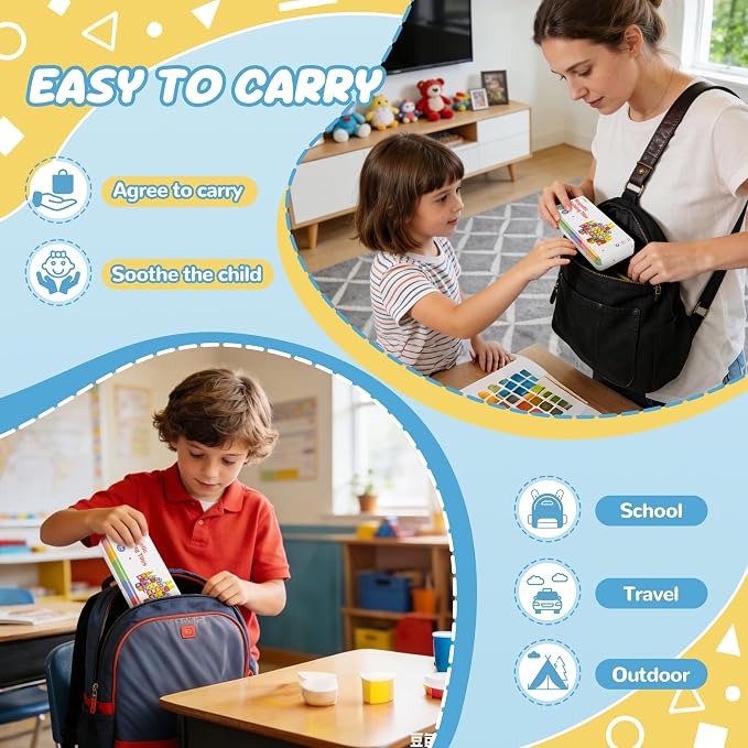 cossy Mini Magnetic Tiles, 80 PCS Magnet Tiles Travel Toys with Iron Box, Travel Magnetic Tiles for Restaurant, Car & Plane Play, Toys for 3 4 5 6 7 8 Year Old Boy and Girl