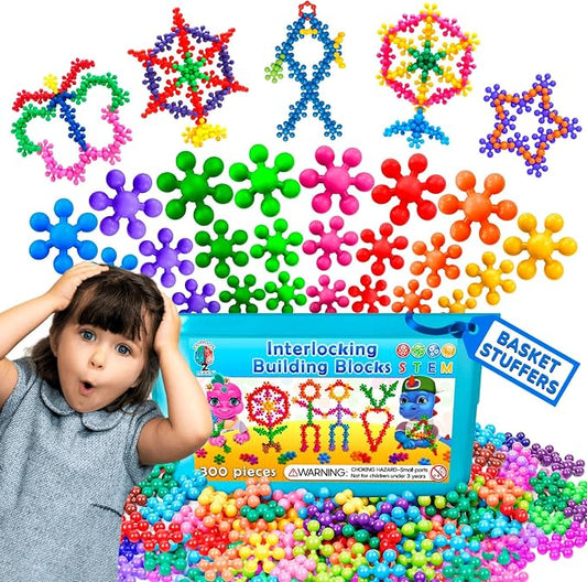 Curious 2 Learn Building Blocks 300ct - STEM Toys for Creativity - 4 Year Old Boy Birthday Gift - Interlocking Discs Set - 5 Year Old Boy Birthday Gift - Educational Toys