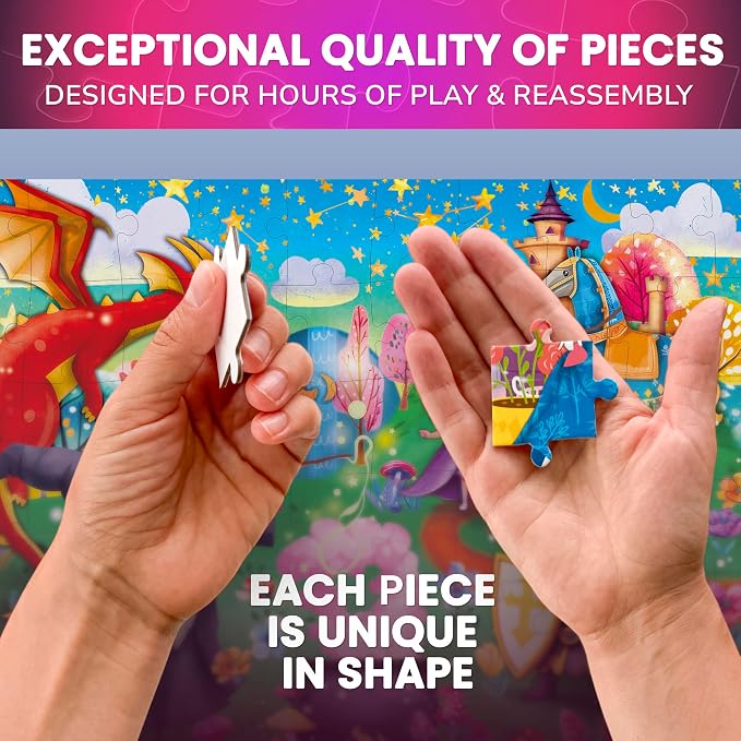 60 Piece Puzzles for Kids Ages 4-6 - 4 Unicorn Toddler Puzzles for Kids 4-8 | Glow in the Dark Puzzles with Mermaids and Fairy Tale - Fun Educational Toddler Game Toys Gift for Boys and Girls