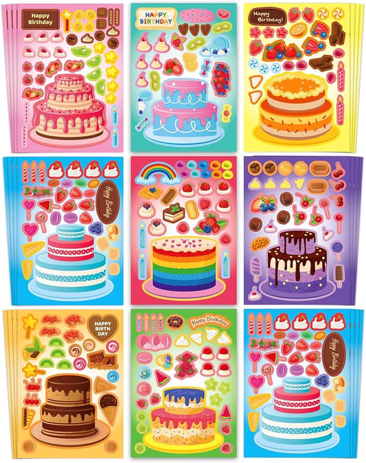 32 Sheets Birthday Cake Stickers for Kids | Make Your Own Stickers, Birthday Party Favors, Kids Craft Activities, Goodie Bag Stuffers