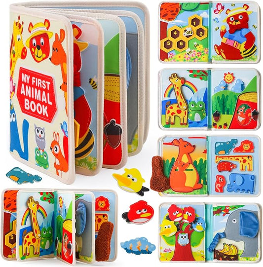 Montessori Busy Book for Toddlers 1-3 – Soft Felt Quiet Book for Sensory & Fine Motor Skills