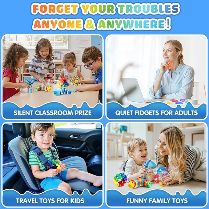 Fidget Sensory Toys for Kids Adults with Autism ADHD: 26 Pack Anxiety Relief Items Toy, Fun Classroom Prize & Travel Toys, Stress Relief Toy Gifts Party Favors for Kids