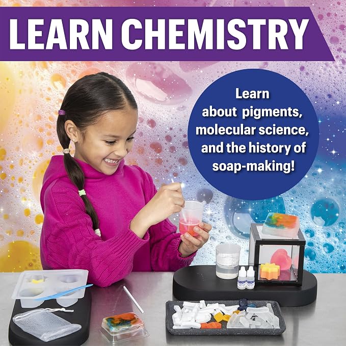 NOVA Soap Experiment Lab by MindWare Science Kit | Hands-on experiments kids set up and run themselves. Includes 2 bar soap molds and 2 beakers. Ages 8+.