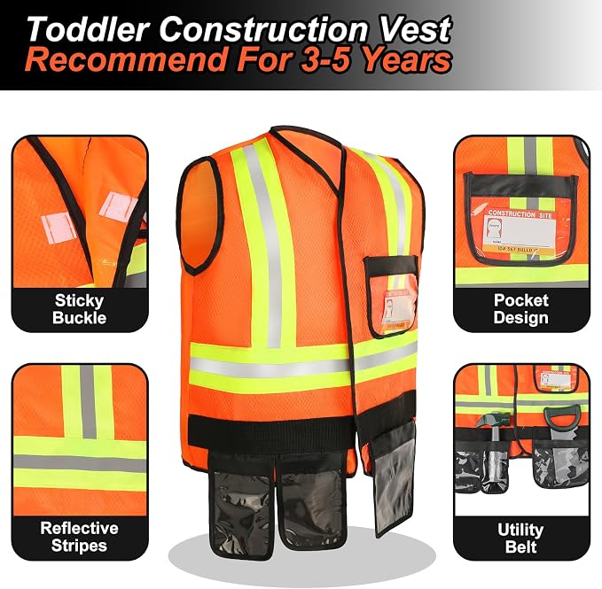 Liberry Kids Tool Set Pretend Toy for 3 4 5 Years Old with Costume | Breathable Fabric, Durable Helmet, Smooth Edges, Construction Worker Role Play, Halloween Birthday Gift for Boys Girls