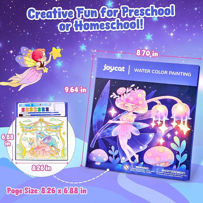 JoyCat Paint with Water Coloring Books for Toddlers (Elf Friends) | Watercolor Painting Set for Kids Ages 3-5 & 4-8, Arts & Crafts Drawing Activity Travel Toy, Birthday Gifts for Boys & Girls