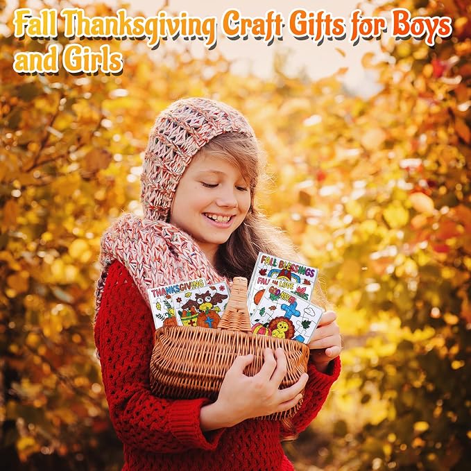 Fall Thanksgiving Crafts for Kids Christian Art Activities Blank Puzzle Toy | 24 Autumn DIY Crafts Pumpkin Turkey Cross Jesus, Religious Classroom Gifts for Toddler Party Favors Games Supplies Bulk