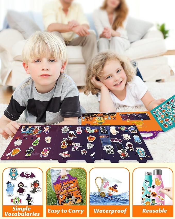 Walenced Reusable Sticker Book for Toddlers, Stickers for Kids, Toddler Toy | Toddler Craft Activities, Toddler Travel Toys, Boy Girl Birthday Gifts, Airplane Travel & Road Trip Essentials Kids