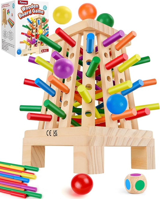 Montessori Wooden Board Game, 36 Colorful Sticks Board Games for Kids 4-6, Fine Motor Skills Toy Math Learning Montessori Toys for 3 4 5 6 Year Olds, Wooden Stick Game Family Games, Gift Boys Girls