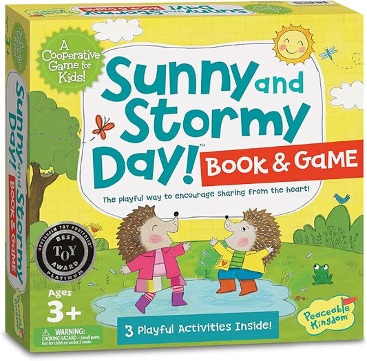 Peaceable Kingdom Sunny and Stormy Day Book and Game | A cooperative game where players team up to win together. Ages 3+.