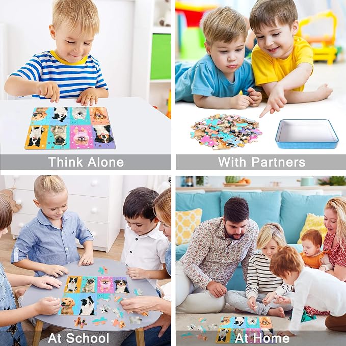 LELEMON Puzzles for Kids Ages 4-6,60 Piece Puzzles for Kids in Metal Box | Dog Children Jigsaw Puzzles for Kids Ages 3-5 Kids Puzzles,Educational Learning Puzzle Toys for Girls and Boys