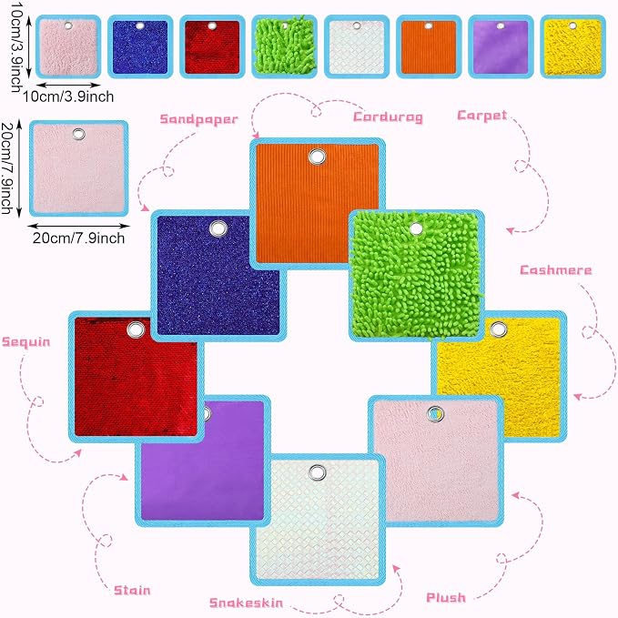 16 Sets Textured Sensory Tiles Mini Mats Educational Tactile Sensory Toys Assorted Texture Floor Tiles Textured Mat for Autism Learning Play Fidget Activity Game(Square)