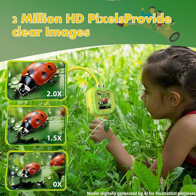 Kids Borescope Camera, STEM Learning Toy for 3+ Years Old Boys Girls | Back to School & Birthday Gift for Kids, Portable Outdoor Camping Exploration Toy with 8 LED Lights & 2.4‑Inch Screen