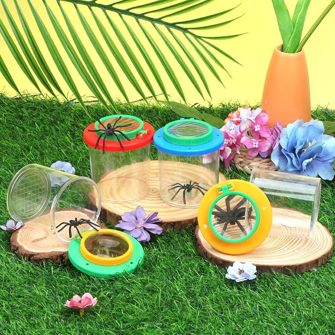 Coopay 8 Pieces Magnifying Insect Box Bug Viewer Critter Insect Cage Bug Magnifier Container Bug Catcher Cage Bug Jar Collecting Kit for Children, Kids Science Nature Exploration Tools