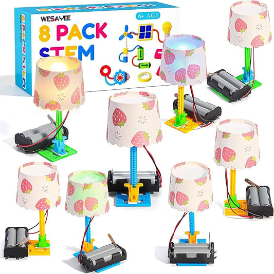 Bulk STEM Kits, 8 Set Electric Light Circuit Science Kits for Kids Age 8-12 | STEM Toys for Girls Boys Crafts Engineering Science Experiments Building 8-13, Table Lamps for Kids Activities 8-10 10-12 14