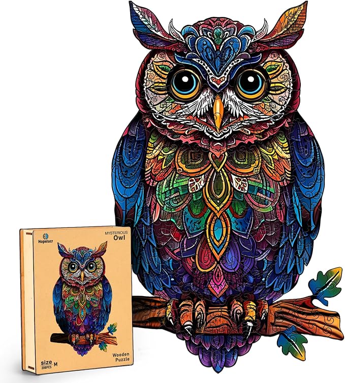 Wooden Jigsaw Puzzles for Adults, Unique Shaped Animal Wood Puzzles Adult, Owl Wooden Puzzles for Adults, Fun Challenging Family Games, 500pcs 18.2"×12.3"