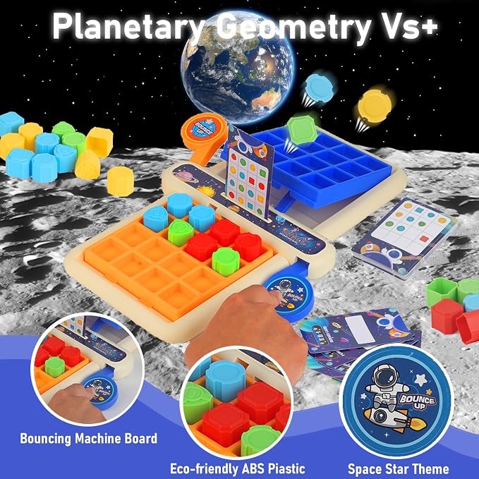 Easy Kid Board Games – Shape Matching Puzzle & Reaction Battle Toy for Two Players – Hand-Eye Coordination Game – Educational Toy for Children Ages 3+
