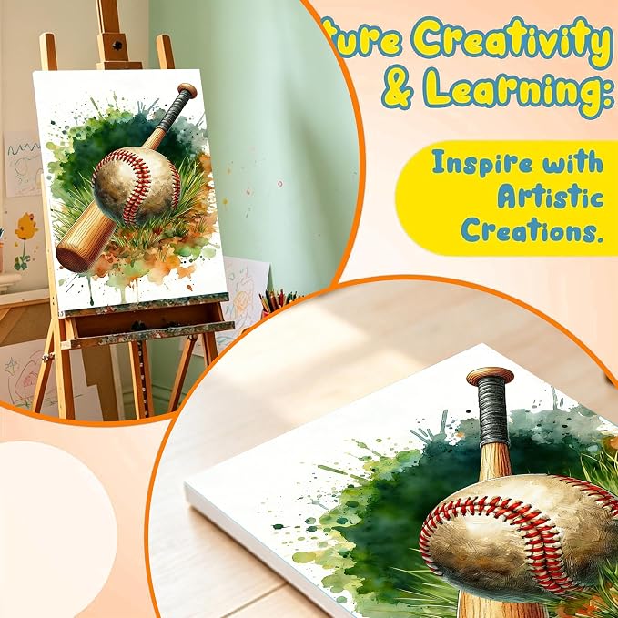 Baseball Paint by Numbers Kit for Kids with Framed Canvas - Wooden Easel | Ball Sports Paint by Numbers for Kids Ages 8-12, Acrylic Oil Painting Kits with Nice Gift Box for Wall Decor (12x8 inch)