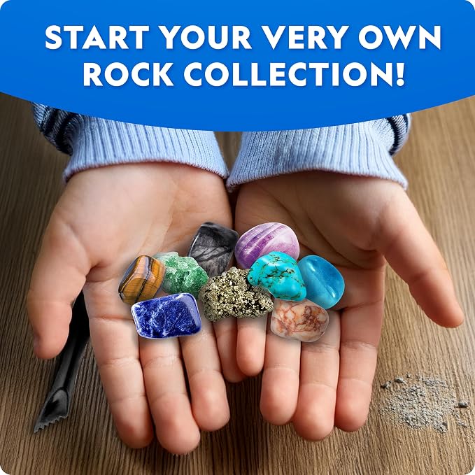 National Geographic Gigantic Gemstone Dig Kit with 100 Real Gems | Giant Dig Brick, Amethyst Quartz and Tiger's Eye, Gem Mining Activity, Excavation Tools, Magnifying Glass, Birthday Gift