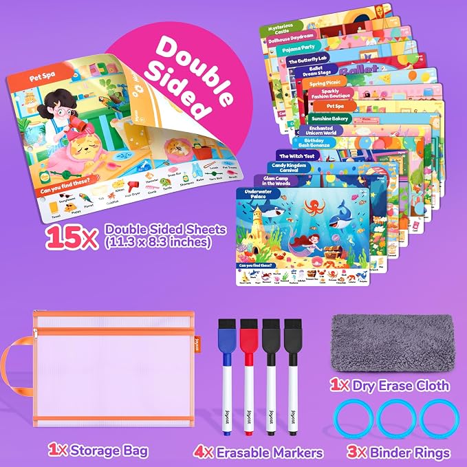 JoyCat Seek & Find Game Book, Educational Toys for Girls Ages 3-6 | Preschool Learning Activities for Toddlers & Kids, Christmas Road Trip Travel Toys for Car & Airplane, Gifts for 3-6 Olds