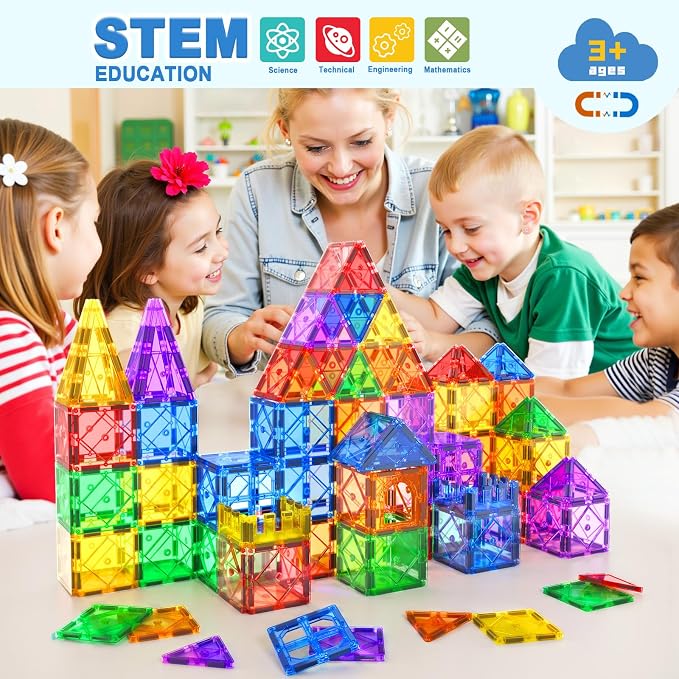 Soyee 102PCS Magnetic Tiles Magnetic Building Blocks Toys for 3+ Year Old Boys Girls