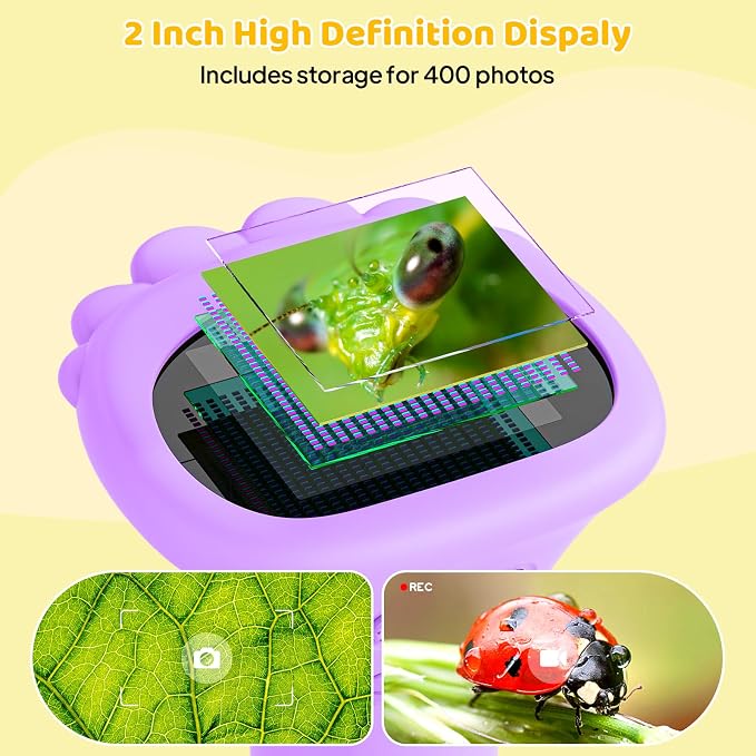 Ashfly Microscope for Kids 200x Zoom 2-Inch HD Kids Microscope Camera - STEM Learning Kit | Portable Science Tool | Perfect for Ages 3-12 Girls | Purple
