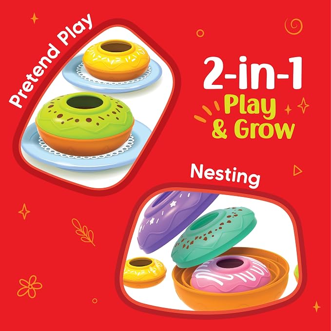 Imagimake Leaps & Bounds - Nesting Doughnuts, Montessori Toy, Ages 12M+ | Early Learning Montessori Toy, Learn Colors, Sizes & Stacking Skills, Birthday Gift for Boys & Girls Ages 1,2,3 Years Old