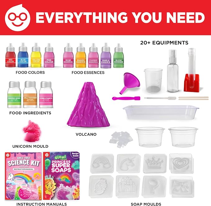 Doctor Jupiter Super Science Gift Set for Girls Ages 4+, Birthday Gift | Set of Girls' First Science Kit & Princess Super Soaps, 75+ Activities, Birthday Gift Ideas for Girls Ages 4,6,7,8, STEM Toy