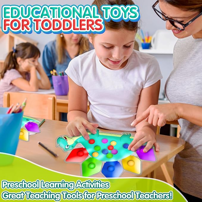 Dinosaur Color Sorting Sensory Toy Travel Toys for Toddler 1-3 Airplane Squishy Squeeze Toy Roadtrip Essenstial for Toddlers Boys Gift Fine Motor Autism Calm Fidget Montessori Preschool Activities Kid