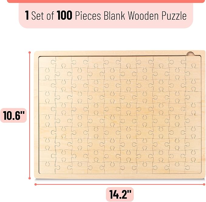 Mr. Pen- Blank Wooden Puzzle, 100 Pieces, 14.2" x 10.6" | Wooden Blank Puzzles to Draw on