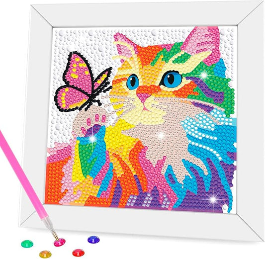 Nardoll Diamond Art Kits for Kids - Arts and Crafts for Kids Ages 4-8-12 - Dimond Art Painting with Wooden Frame - GEM Art for Girls Gifts Boys Adults Beginners Home Wall Decor(7x7inch)