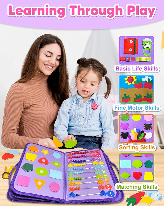 Busy Board Montessori Toys for Toddler Boy Girl Gifts Busy Book | Airplane Car Travel Toy, Learning Educational Toys, Activity Book, Toddler Activities, Sensory Toys, Fine Motor Skills