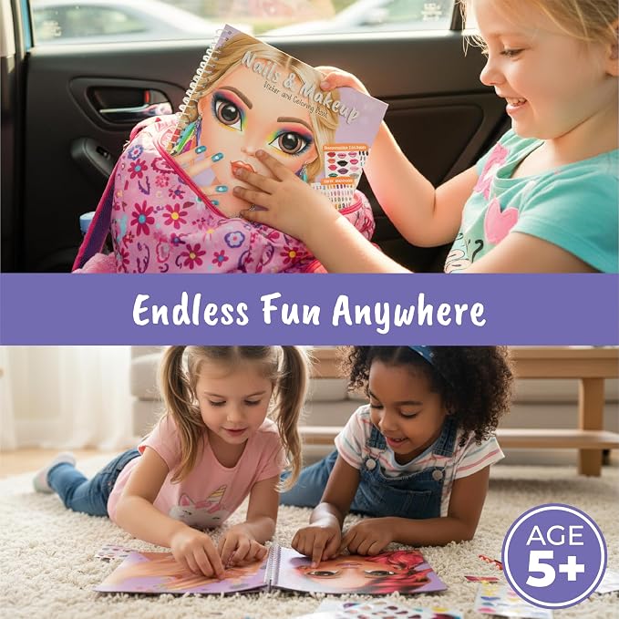 BSCOOL Nail Sticker Book for Kids – Drawing Coloring Makeup | Features 240+ removable stickers for endless nail design and makeup combinations. Suitable gift for girls ages 4 and up.
