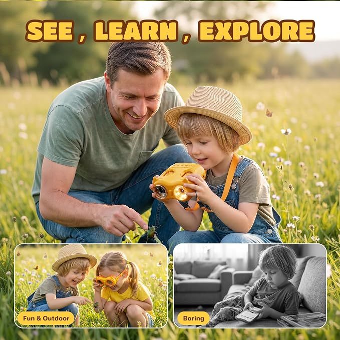 1000X Digital Microscope for Kids Handheld: 2-in-1 Binoculars Portable STEM Toy - Birthday Gift for Boy Girl - Science Kits 10X Magnifying Glass Telescope for Age 3-8 8-12 USB Gadget