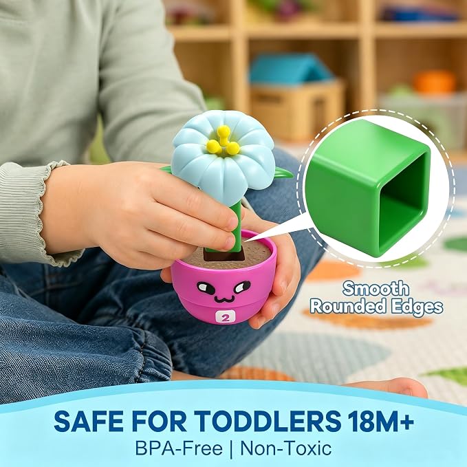 GEERAY 5 Sets Montessori Toddler Flower Garden Toys, Color Shape Sorting & Matching Game for Kids, Spring Toy Sensory Gardening Gift for 1 2 3 Year Old Girls & Boys, Preschool Classroom Learning