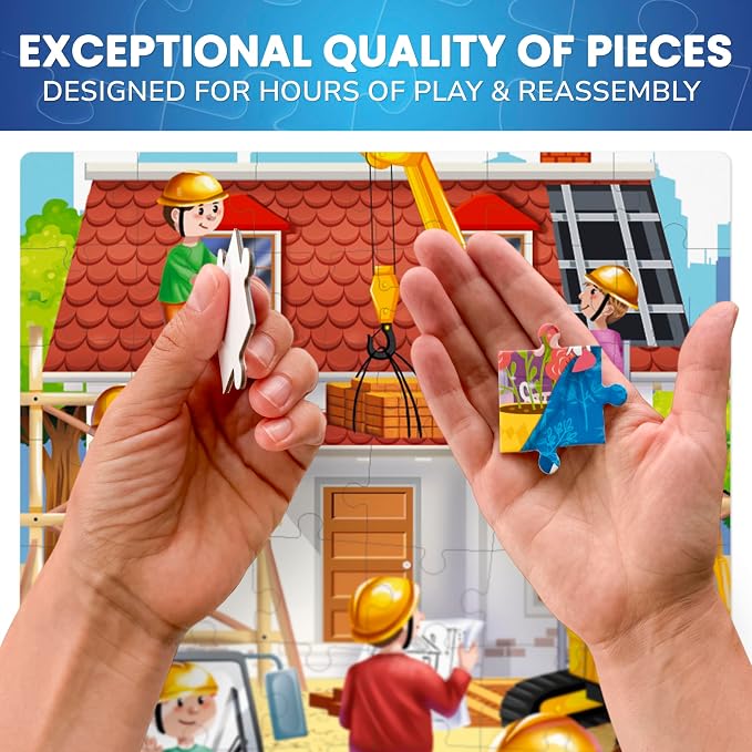 60 Piece Puzzles for Kids Ages 4-6 - 4 Jigsaw Toddlers Puzzles Ages 3-5 | Space, Dino, Firefighters Puzzles for Children Ages 6-8 - Educational Gift Game for Boys and Girls