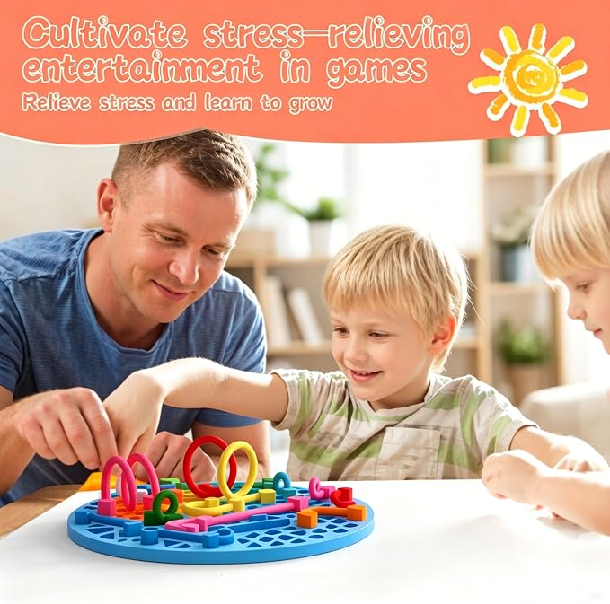 2PCS Sensory Activity Board, Sensory Board,Stress Relief Silicone Quiet Fidget Toy for Toddlers Kids Adults, ADHD Autism Sensory Toys | Includes Portable Travel Bag & 12 Strings（Blue+Orange）