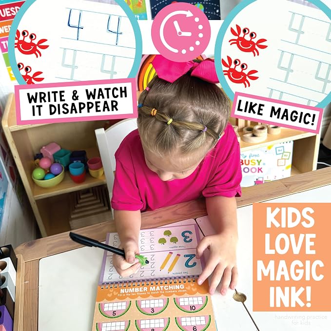 Grooved Writing Books for Kids 3-5, 4 Large Reusable PreK Tracing Workbooks | Preschool Learning Activities, 3D Magic Grooved Writing Practice for Kids, Disappearing Ink Handwriting Book, Magic Copybooks