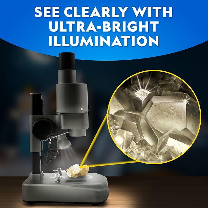 National Geographic Dual LED Kids Microscope - 50+ pc Science Kit with 10 Prepared Slides & 10 DIY Blank Slides, Biology Experiment Activity, Microscope Kit for Kids 8-12 (Amazon Exclusive) | Dual LED Illumination, 10 Prepared Slides, 10 Blank Slides, ...