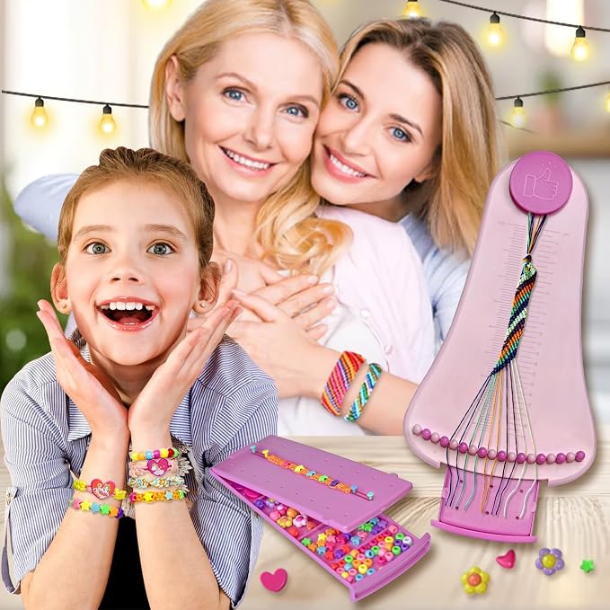 Friendship Bracelet Making Kit toys ,ages for 8 9 10 11 12 Year Old Girls, Kids Travel Activity Set,diy kit,Arts and Crafts Bracelets String Maker Kit ,Great Christmas Birthday Gifts (Purple-Pink)