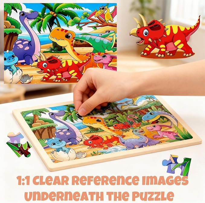 4 Packs 60 Piece Puzzles for Kids Ages 4-6, Wooden Animals Jigsaw Puzzles for Toddlers Age 4-8, Preschool Educational Puzzles Boards Toys, Brain Teaser Toys Gifts for 3 4 5 6 7 8 9 Boys Girls