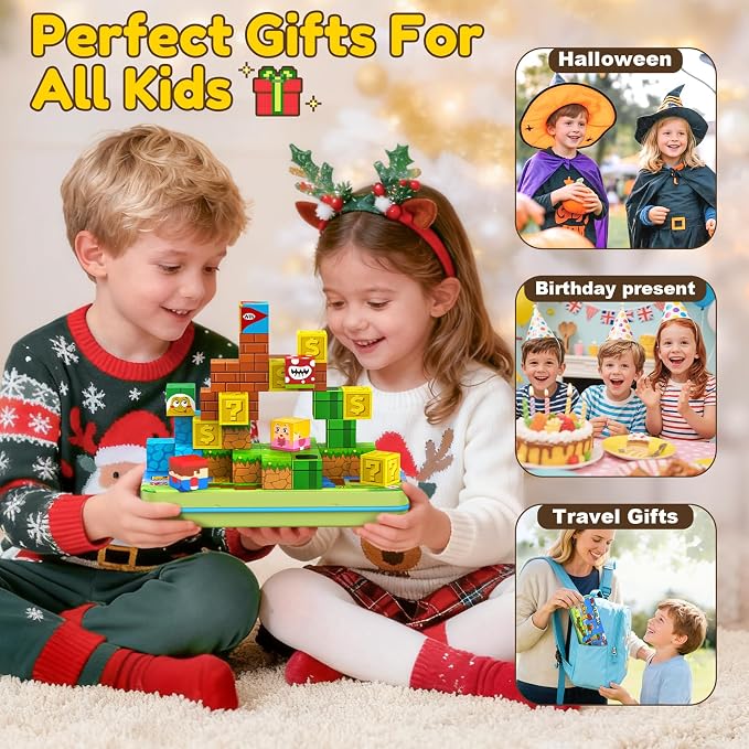 KAEILORU Magnetic Blocks Travel Toys for Kids Ages 4-8,35PCS Magnetic Cubes | STEM Learning Set with Portable Iron Storage Box Construction Learning Toys for Toddlers Ages 3-5