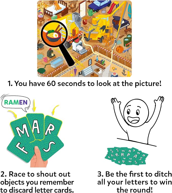Skillmatics Who Saw What? in 60 Seconds – Memory Card & Board Game for Kids | Fast-Paced Fun for Family Game Night, Quick-Thinking Party Game for Kids,Teens & Adults, Gift for Ages 7, 8, 9 & Up
