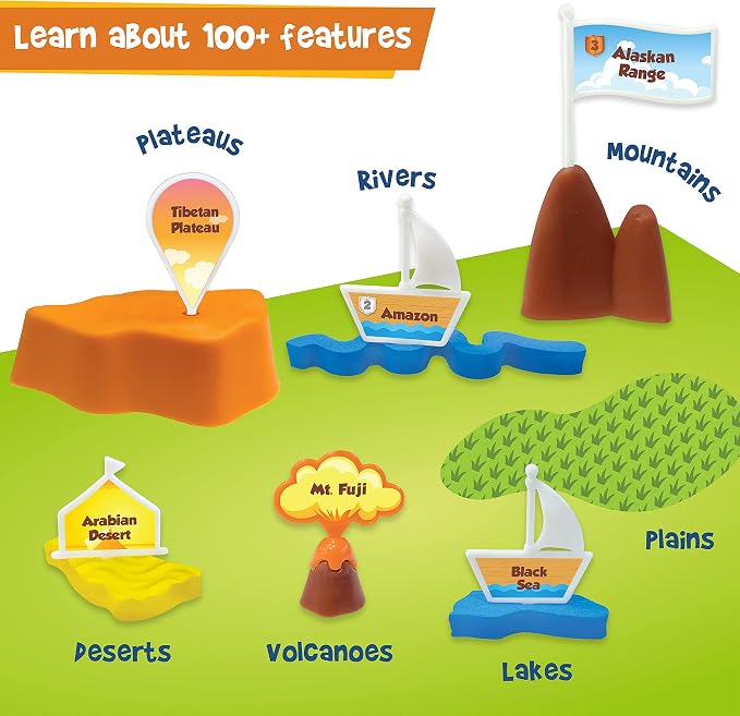Imagimake Mapology Physical Features of World, Geography Game for Kids 8+ | Educational 3D Jigsaw Puzzle, Learn Mountains, Rivers & Volcanoes, Back to School Gift for Kids Ages 8,9,10,11,12 Years Old