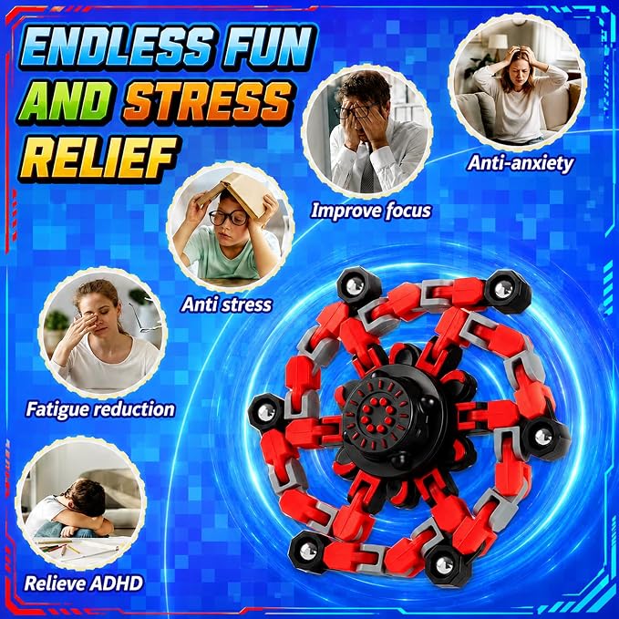 18PCS Transformable Fidget Spinners, Bulk Sensory Fidget Stress Relief Toys for Kids Boys, Age 8-13 Fingertip Gyros Party Favors Birthday Gifts